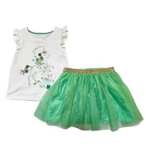 Maggie & Zoe St Patrick’s Day Unicorn Shamrock Tulle Skirt Outfit Size 5/6
